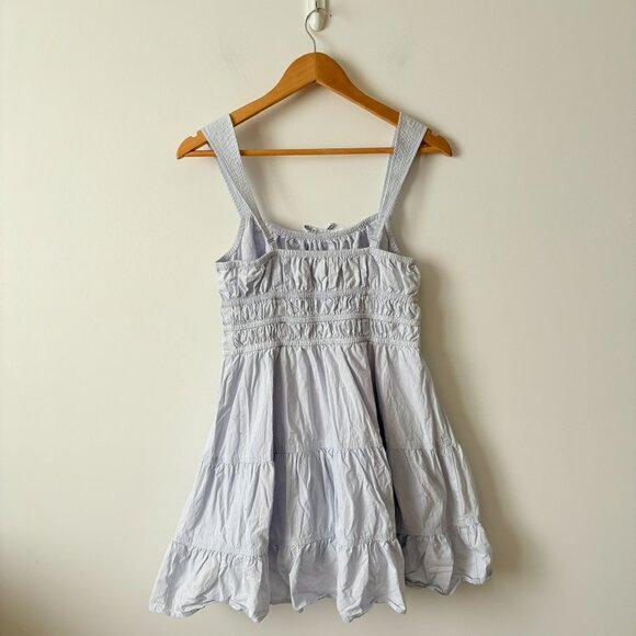 Aritzia Sunday Best Martine Tiered Poplin Cotton Mini Dress Blue Size Medium - Picture 6 of 8